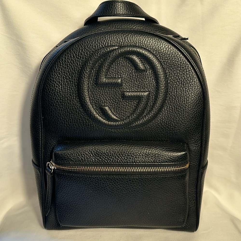 GUCCI Soho Pebbled Calfskin Black Backpack - Authentic